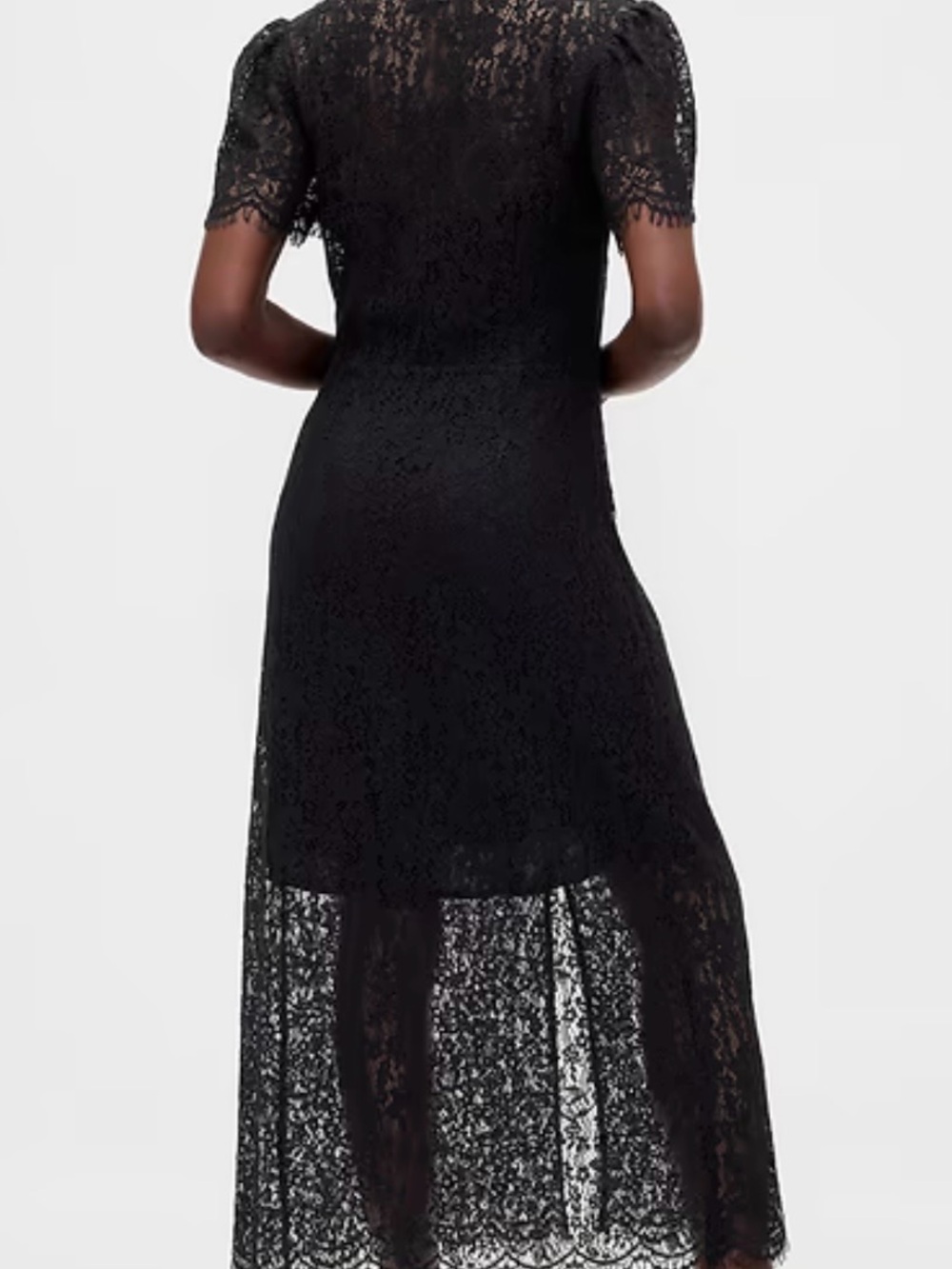GAP NWT Black Lace Sheer VNeck Midi Dress Removable Cami,Witchy, Whimsiegoth - Picture 4 of 11